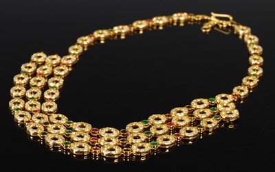 Lot 460 - A yellow metal, diamond, emerald, ruby and...