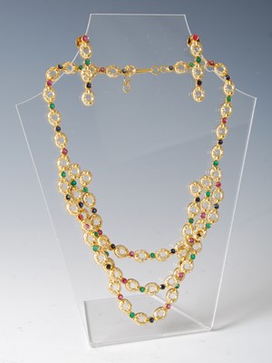 Lot 460 - A yellow metal, diamond, emerald, ruby and...