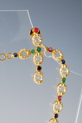 Lot 460 - A yellow metal, diamond, emerald, ruby and...