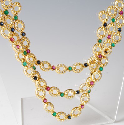 Lot 460 - A yellow metal, diamond, emerald, ruby and...