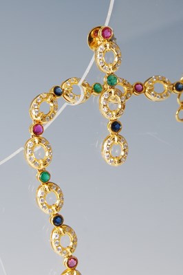 Lot 460 - A yellow metal, diamond, emerald, ruby and...