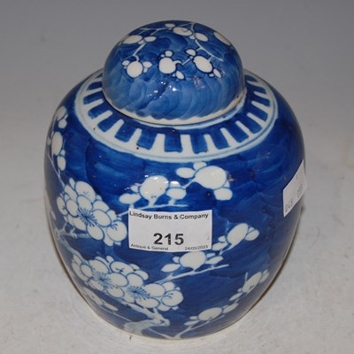 Lot 215 - A Chinese porcelain blue and white jar and...