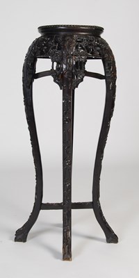 Lot 33 - A Chinese darkwood urn stand, late Qing...