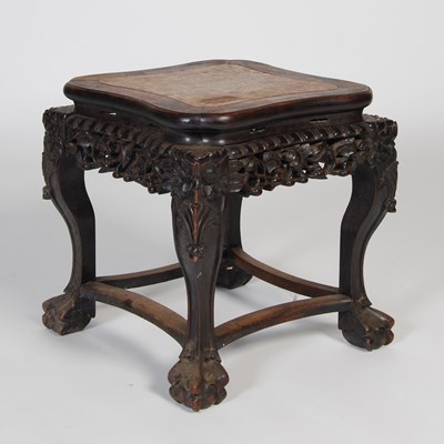 Lot 31 - A Chinese darkwood urn stand, late Qing...