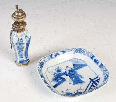 Lot 509 - A Chinese blue and white porcelain white metal...