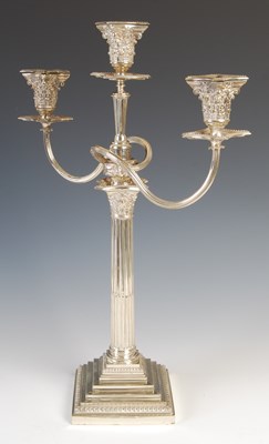 Lot 356 - A Victorian silver three light Corinthian...