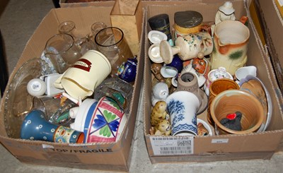 Lot 480 - Two boxes - mixed ceramics and glassware to...