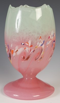 Lot 464 - A Vasart tulip lamp, mottled green and pink...