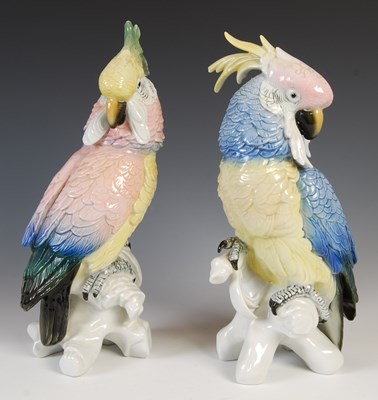 Lot 491 - Two Karl Ens porcelain models of Cockatoos,...