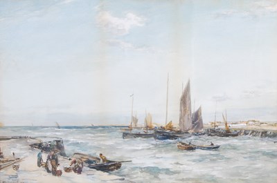 Lot 262 - John Terris RI RSW (1865-1914) 
Harbour scene...