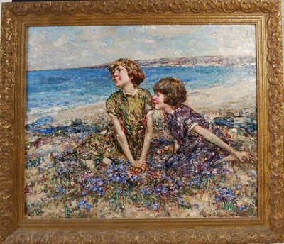 Lot 305 - Edward Atkinson Hornel (1864-1933) Two girls...