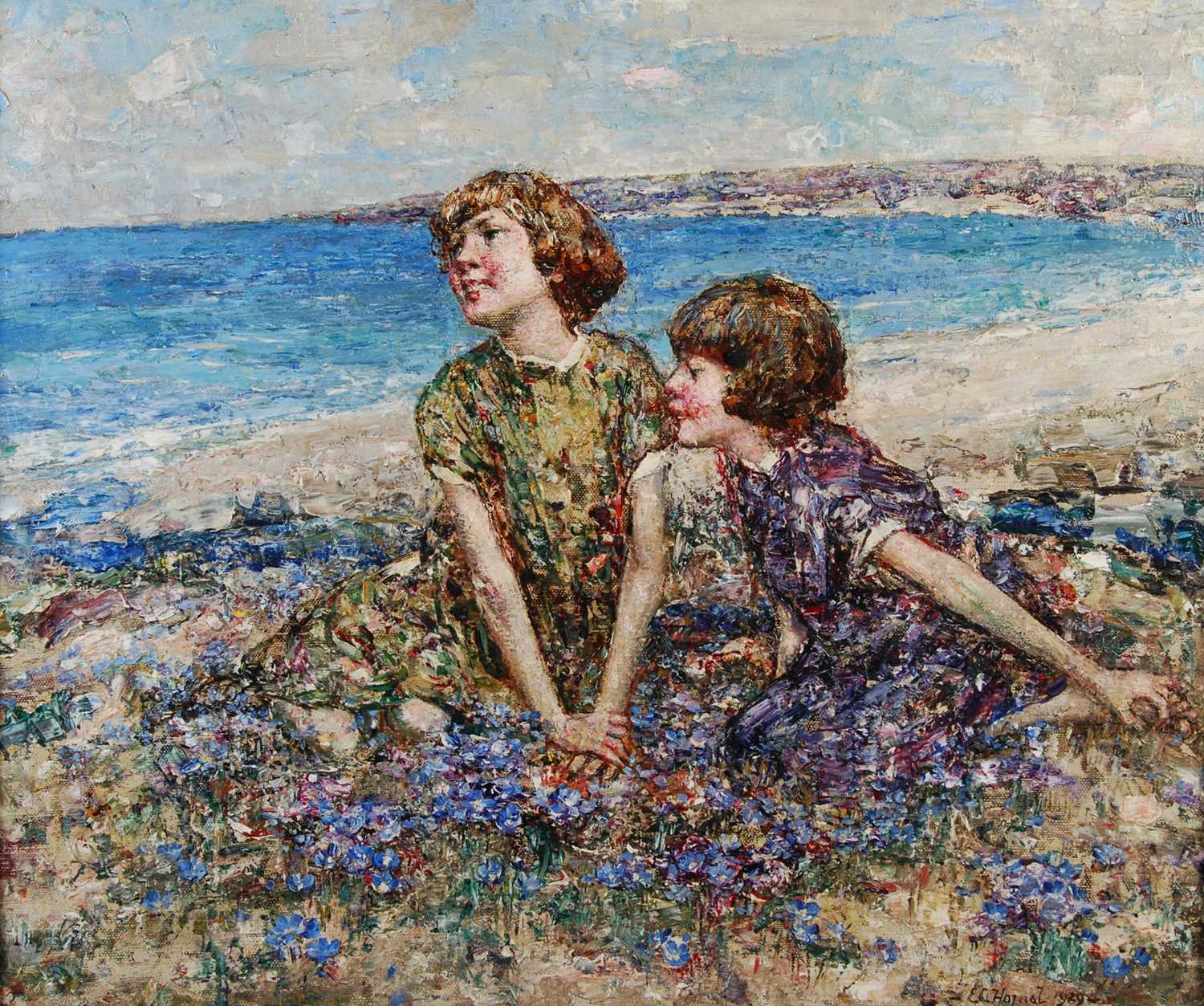 Lot 305 - Edward Atkinson Hornel (1864-1933) Two girls...