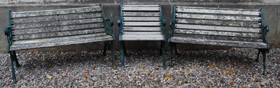 Lot 119 - A group of three garden benches, comprising a...