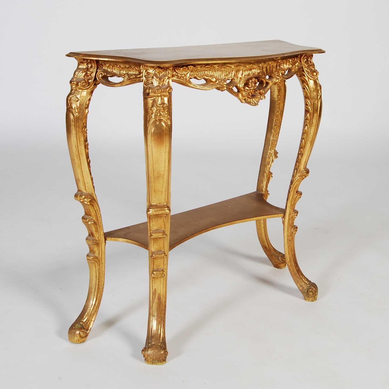 Console Table Riccoco Style Lot 38 - A Rococo style giltwood console table of