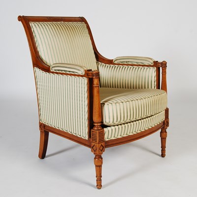 Lot 88 - A Louis XVI style bergère armchair, the top...