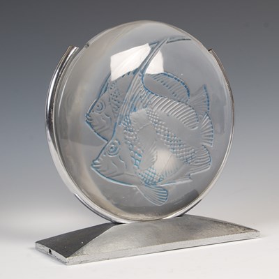 Lot 473 - Lamp de Cheminée Poissons, Lalique, a clear...