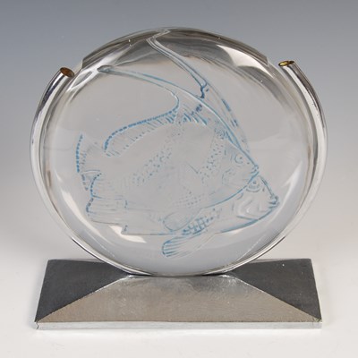Lot 473 - Lamp de Cheminée Poissons, Lalique, a clear...