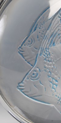 Lot 473 - Lamp de Cheminée Poissons, Lalique, a clear...