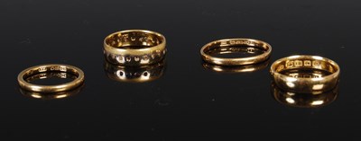 Lot 452 - Four assorted 18ct gold rings, gross weight 12....