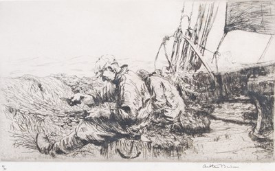 Lot 226 - Arthur Briscoe (1873-1943) 
Mending the trawl...