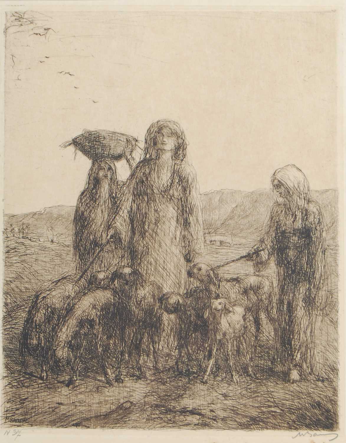 Lot 218 - Marius Bauer (1867-1932) 
Goatherds 
etching,...