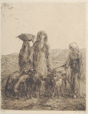 Lot 218 - Marius Bauer (1867-1932) 
Goatherds  
etching,...