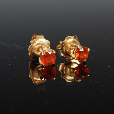 Lot 388 - A pair of 9ct gold and fire opal stud earrings,...