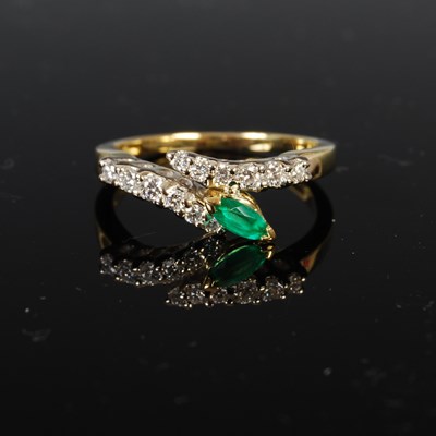 Lot 453 - An 18ct gold emerald and diamond set parure,...