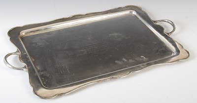 Lot 306A - A George VI silver twin handled tray,...