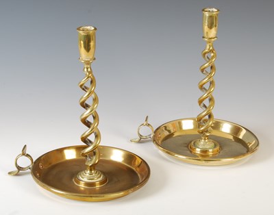 Lot 179B - A pair of oversized 19th century brass chamber...