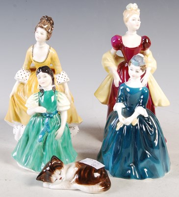 Lot 2 - Four Royal Doulton figures to include "Cherie"...