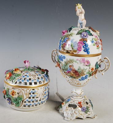 Lot 23 - Two pieces of Dresden porcelain to include an...