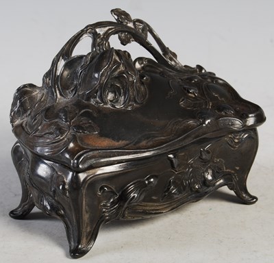 Lot 74 - An Art Nouveau pewter jewellery box, the...