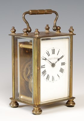 Lot 73 - Brass cased carriage clock, William Burford &...