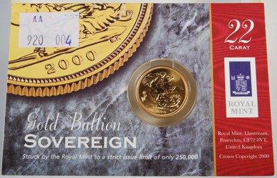 Lot 55 - A Royal Mint gold bullion sovereign dated 2000.