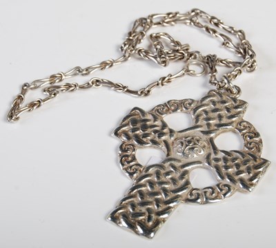 Lot 59 - A Glasgow silver Celtic pendant and chain.