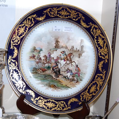 Lot 107A - A Dresden porcelain cobalt blue ground charger,...