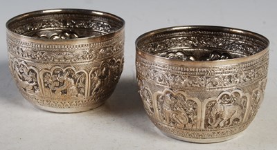 Lot 93 - A pair of Burmese silver bowls, each repousse...