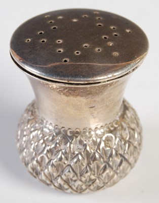 Lot 106 - A Scottish silver thistle-shaped small pepper...