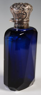 Lot 137 - A Victorian Bristol blue faceted scent bottle...