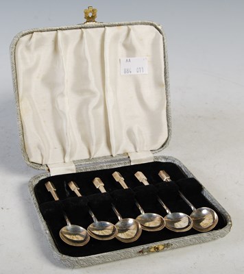 Lot 132 - A cased set of six Birmingham silver coffee...