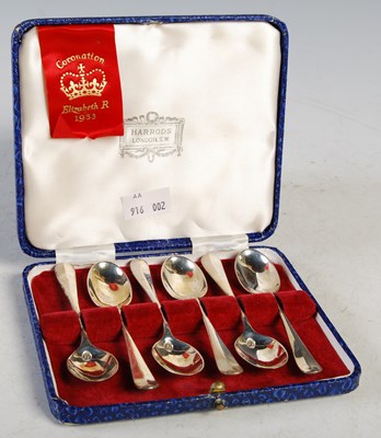 Lot 133 - A cased set of six Sheffield silver coffee...