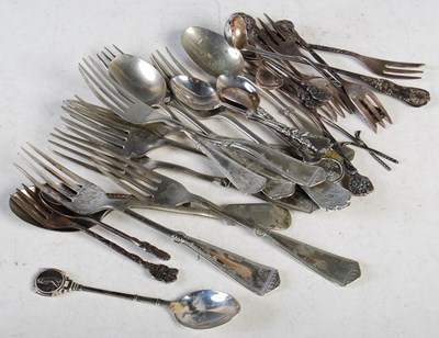 Lot 155 - A collection of assorted white metal flatware.