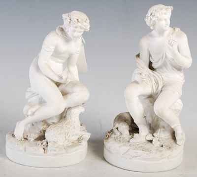 Lot 174 - A pair of Parian Ware figures, Classical male...