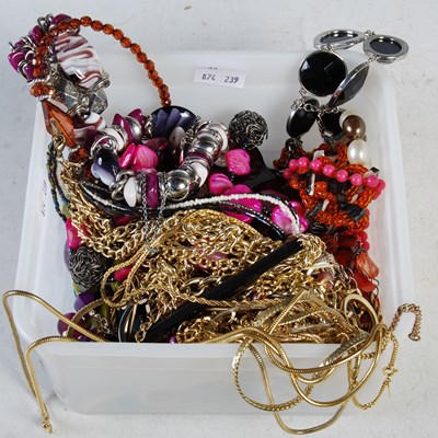 Lot 322 - A box of assorted costume jewellery, yellow...