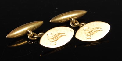 Lot 213 - A pair of 18ct gold cufflinks, 9.5 grams.