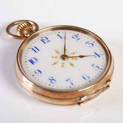 Lot 222 - A 9ct gold cased open-faced fob watch with...