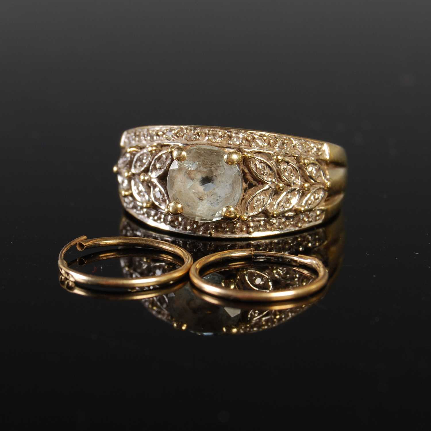 Lot 231 - A 9ct gold QVC gem set ring together with a