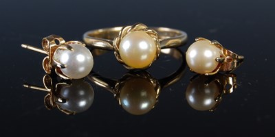 Lot 246 - A 9ct gold and pearl dress ring together with...