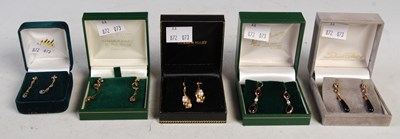 Lot 278 - Five pairs of assorted gem set earrings.